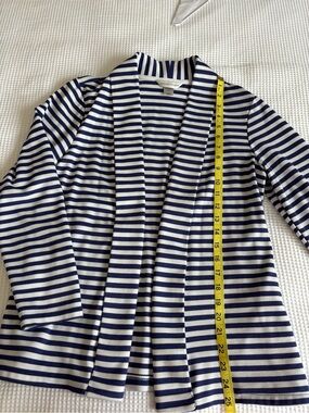 Christopher & Banks Navy and White Striped Top